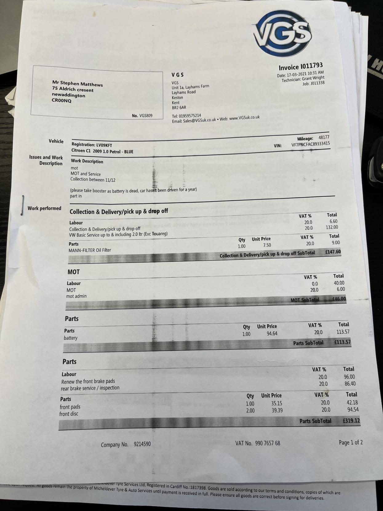 Citroen C1 1.0i VTR Hatchback 5dr Petrol Manual Euro 4 (68 ps)