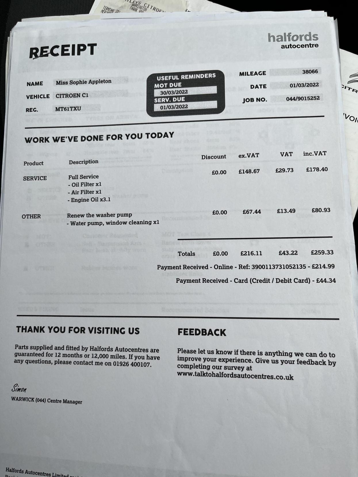 Citroen C1 1.0i VTR Hatchback 3dr Petrol Manual Euro 5 (68 ps)