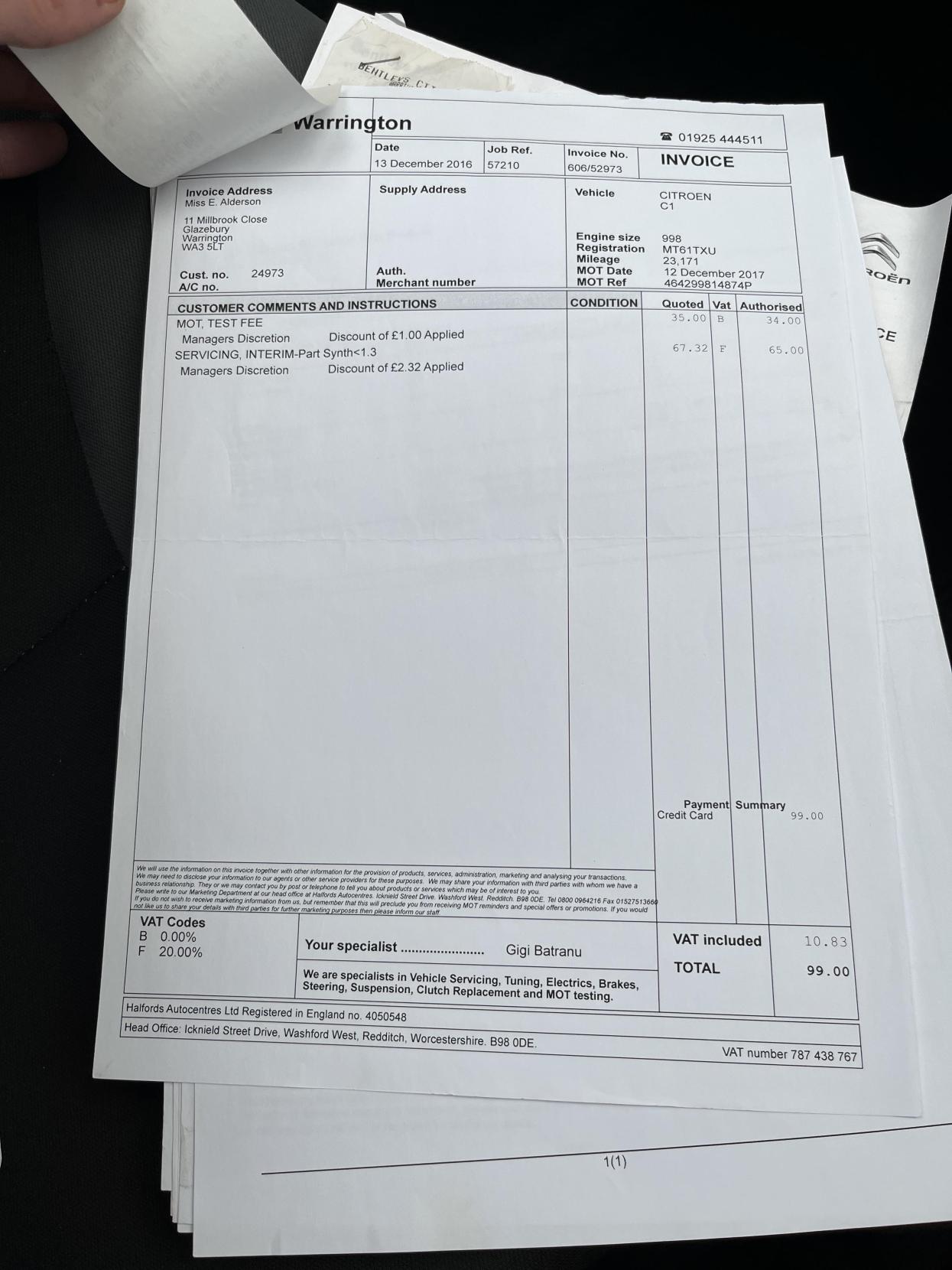 Citroen C1 1.0i VTR Hatchback 3dr Petrol Manual Euro 5 (68 ps)