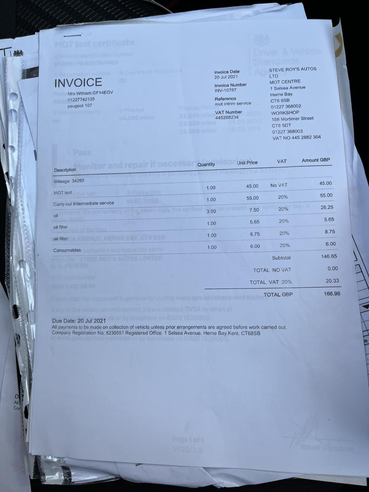 Peugeot 107 1.0 12V Active Hatchback 5dr Petrol Manual Euro 5 (68 ps)