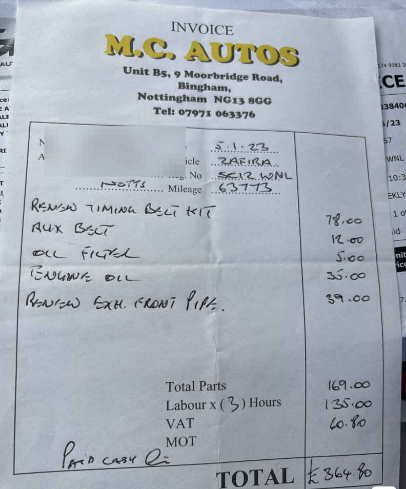 Vauxhall Zafira 1.6 16V Exclusiv MPV 5dr Petrol Manual Euro 5 (115 ps)